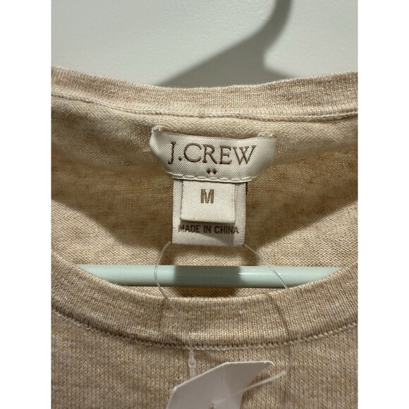 J.Crew Tan Long-Sleeve Crewneck Sweater Women’s Size M 100% Cotton Classic Fit - Picture 2 of 4